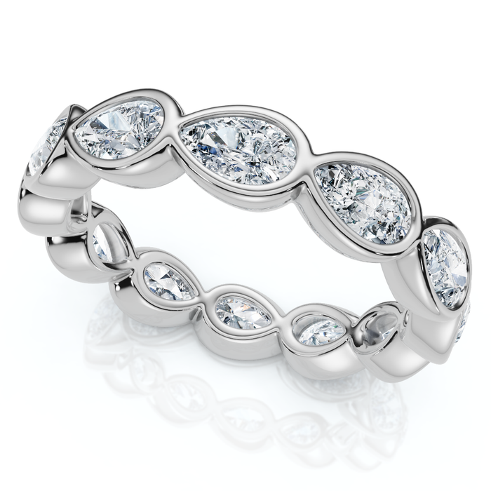 2Ct Pear Shape Bezel Diamond Eternity Wedding Ring 14k Gold Lab Grown