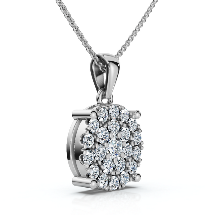 3/8Ct Pave Dangle Disc Pendant 10K Gold Necklace Lab Grown