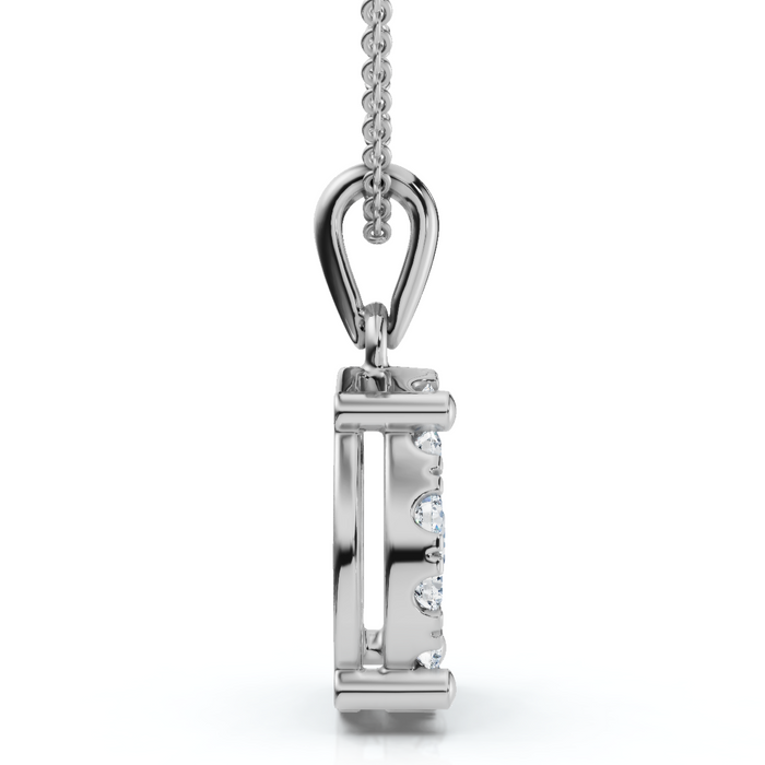 3/8Ct Pave Dangle Disc Pendant 10K Gold Necklace Lab Grown