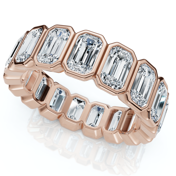 5Ct Emerald Cut Bezel Eternity Wedding Ring 14k Gold Lab Grown 5Ct Emerald Cut Bezel Eternity Wedding Ring 14k Gold Lab Grown