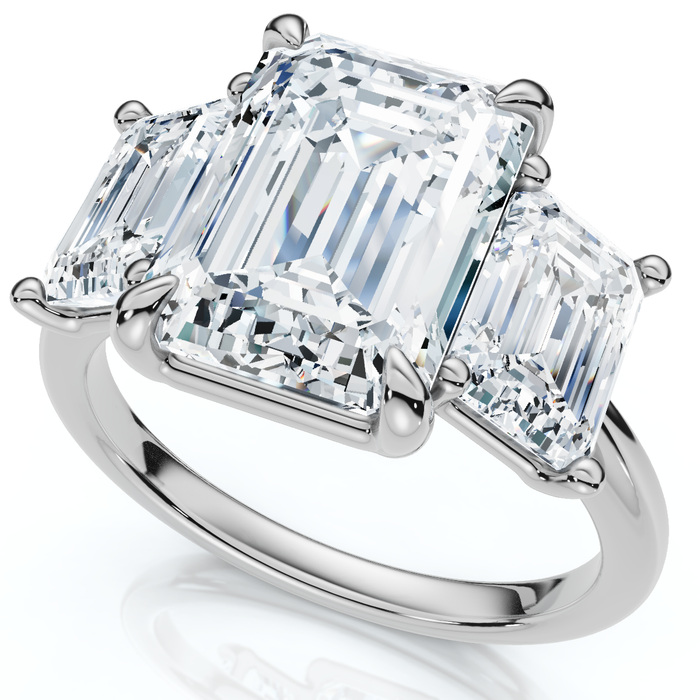 Cert. 5Ct Emerald Cut Diamond Engagement Ring 3-Stone 14k Gold or Pt Lab Grown