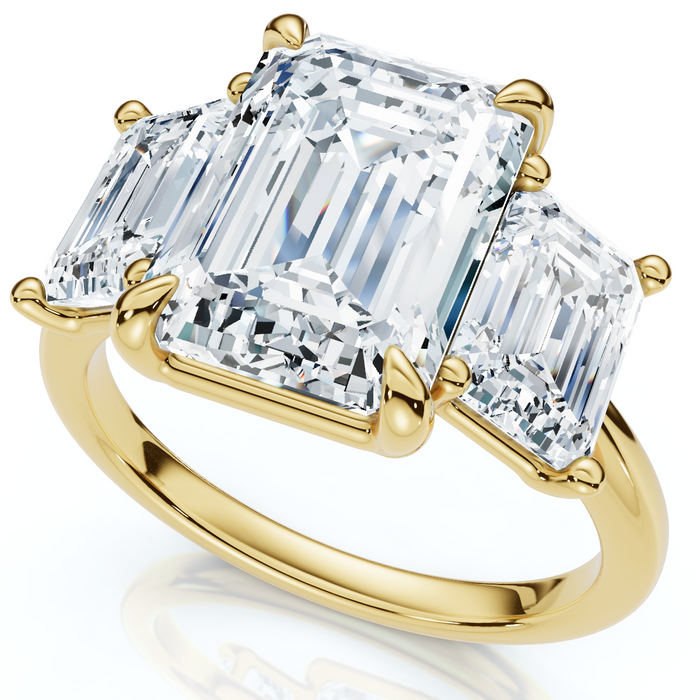 Cert. 5Ct Emerald Cut Diamond Engagement Ring 3-Stone 14k Gold or Pt Lab Grown Cert. 5Ct Emerald Cut Diamond Engagement Ring 3-Stone 14k Gold or Pt Lab Grown