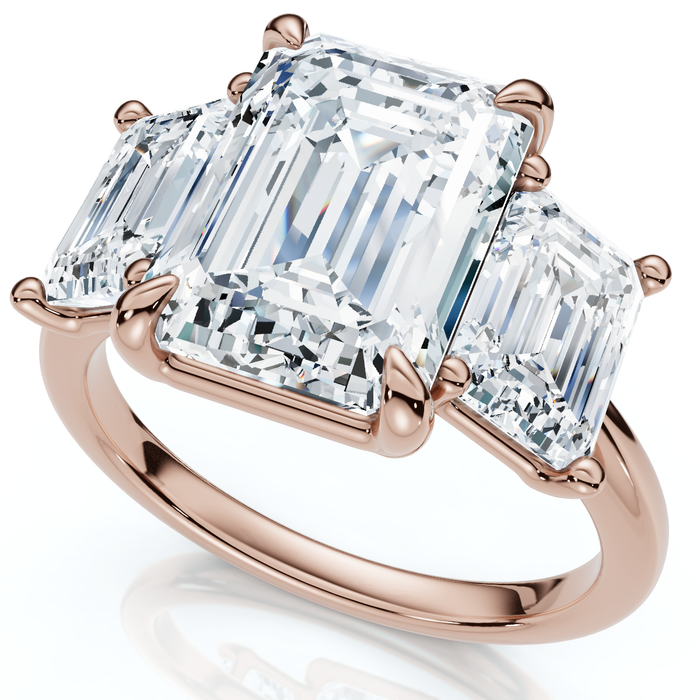 Cert. 5Ct Emerald Cut Diamond Engagement Ring 3-Stone 14k Gold or Pt Lab Grown