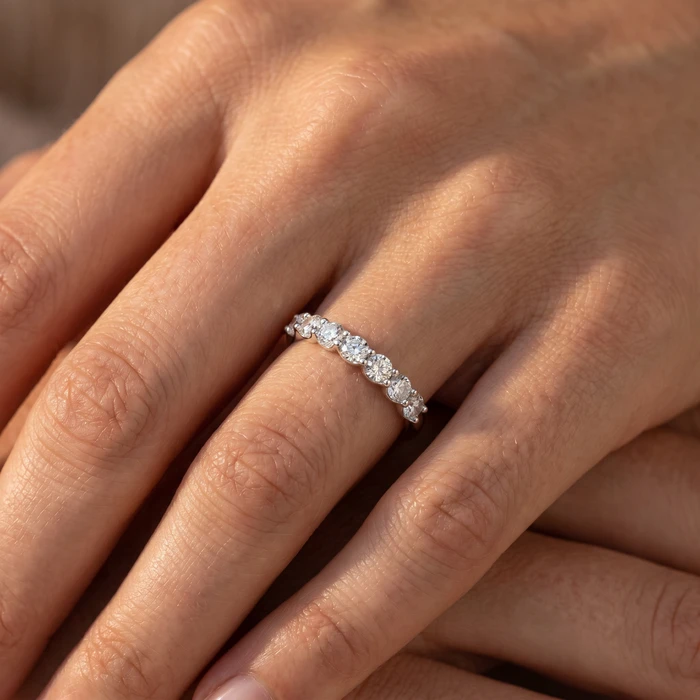 1Ct TW Diamond U Prong 7-Stone Wedding Ring 14k Gold or Platinum Lab Grown