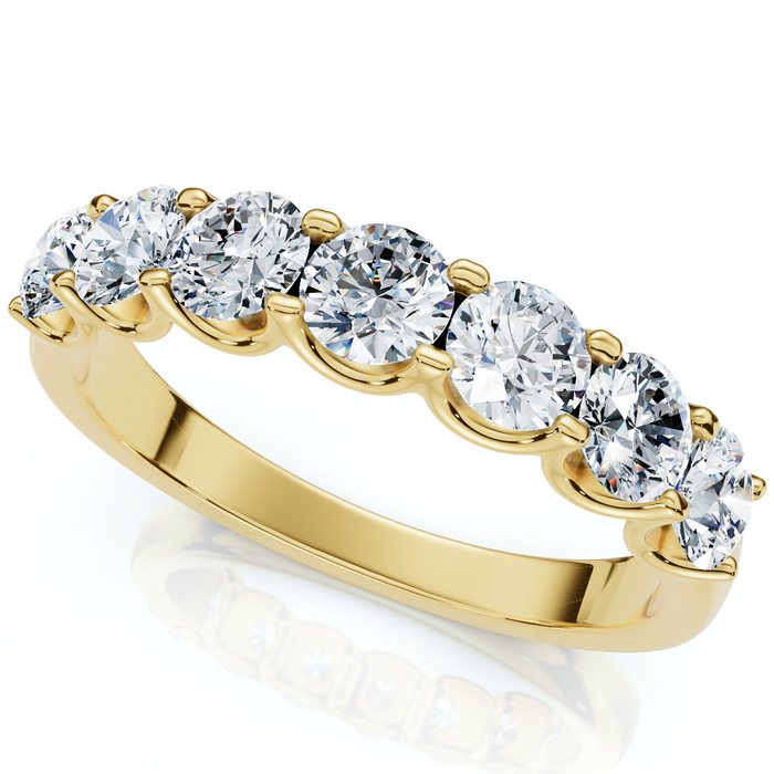 1Ct TW Diamond U Prong 7-Stone Wedding Ring 14k Gold or Platinum Lab Grown