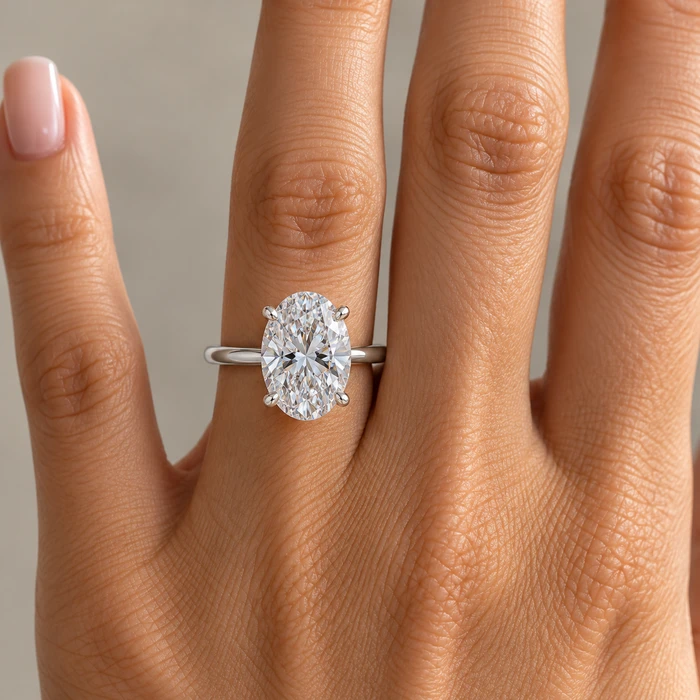 Certified 3CT Platinum Oval Diamond 6-Prong Solitaire Engagement Ring Lab Grown
