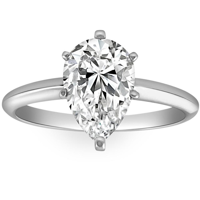 2CT Platinum Pear Shape Diamond 6-Prong Solitaire Engagement Ring Lab Grown 2CT Platinum Pear Shape Diamond 6-Prong Solitaire Engagement Ring Lab Grown