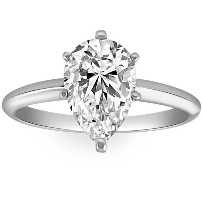 2CT Platinum Pear Diamond Solitaire Engagement Ring