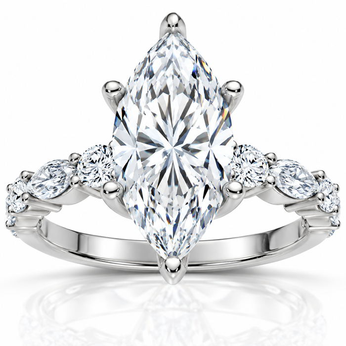 Certified 2 1/2Ct Fiona Marquise Diamond Engagement Ring 14k Gold Lab Grown