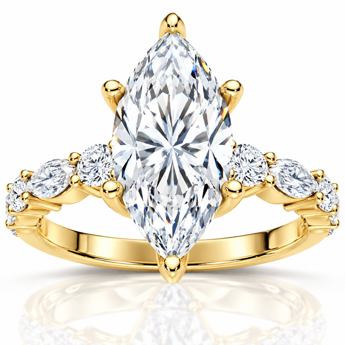Certified 2 1/2Ct Fiona Marquise Diamond Engagement Ring 14k Gold Lab Grown