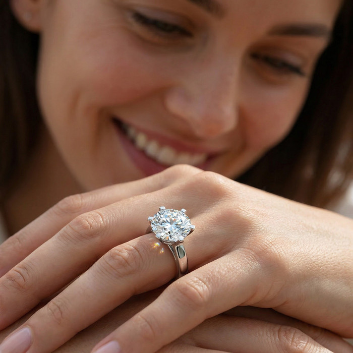 Certified 3 Ct Diamond Solitaire Engagement Cigar Ring 14k White Gold Lab Grown