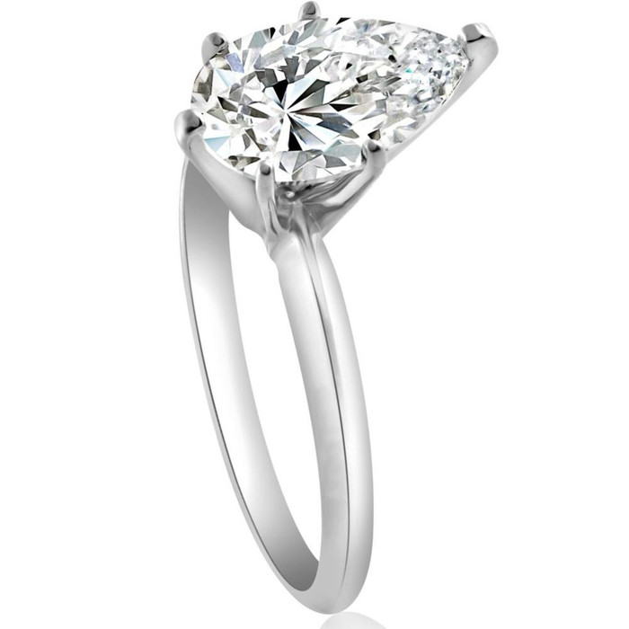 3CT Platinum Pear Shaped Diamond 6-Prong Solitaire Engagement Ring Lab Grown 3CT Platinum Pear Shaped Diamond 6-Prong Solitaire Engagement Ring Lab Grown