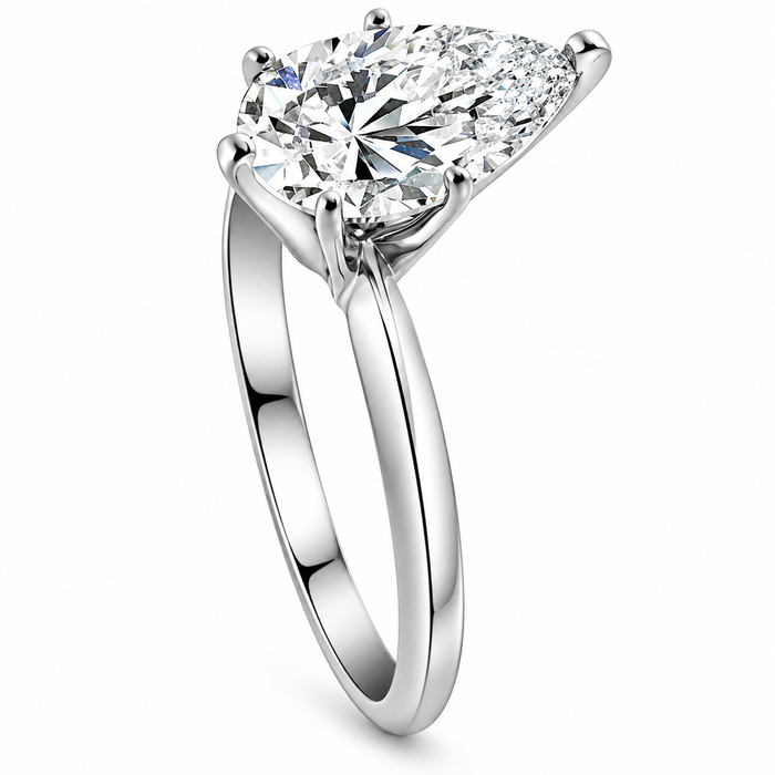 3CT Platinum Pear Shaped Diamond 6-Prong Solitaire Engagement Ring Lab Grown