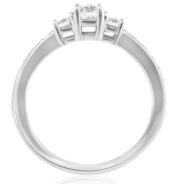 Platinum 1Ct Lab Grown Diamond Three Stone Engagement Ring