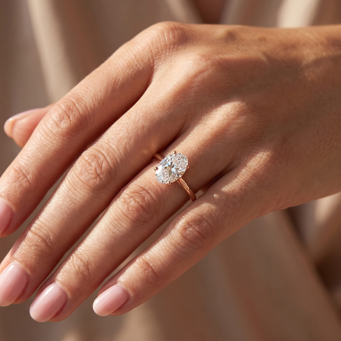 2ct Oval Cut Lab Grown Diamond Solitaire Engagement Ring 14k Rose Gold