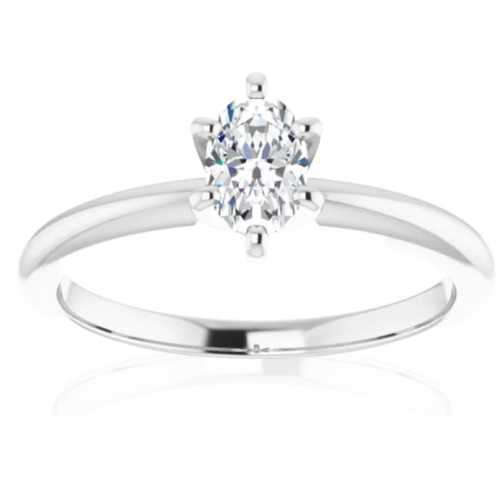 1/3Ct Oval Lab Grown Diamond Solitaire Engagement Ring 14k White Gold