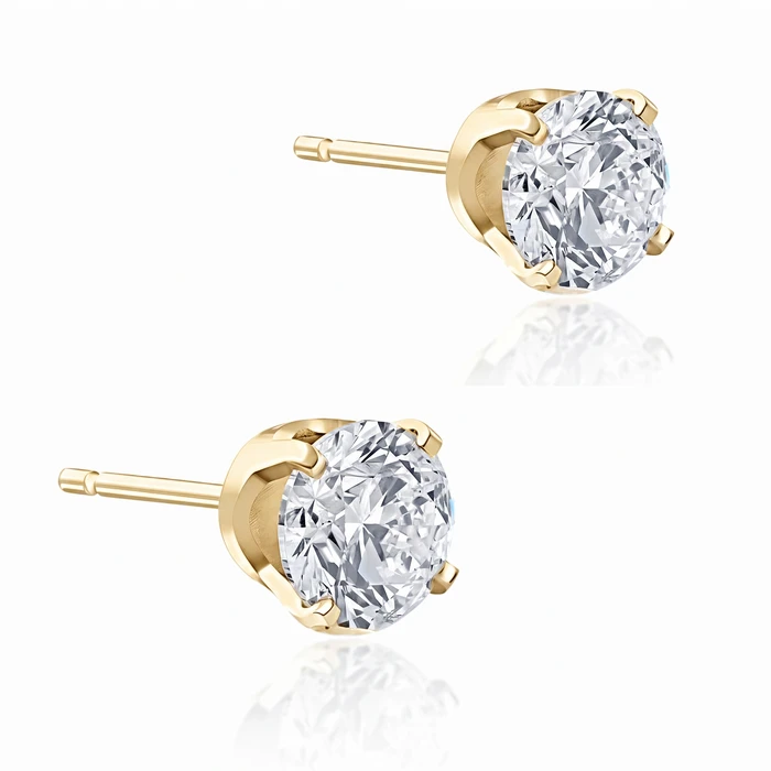 1Ct TW Round Diamond Studs 14k Gold Lab Grown