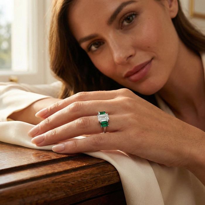 Certified 5Ct Green Emerald Diamond Ring 14k Gold or Platinum Lab Grown