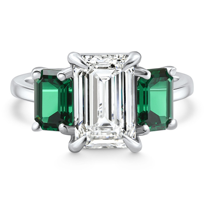Certified 5Ct Green Emerald Diamond Ring 14k Gold or Platinum Lab Grown Certified 5Ct Green Emerald Diamond Ring 14k Gold or Platinum Lab Grown