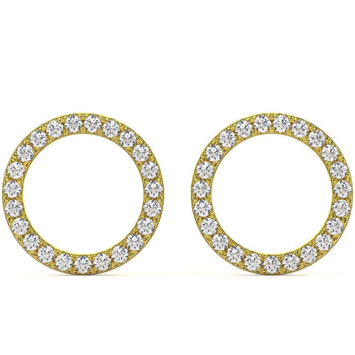 1/4Ct Circle Diamond Earrings in White, Yellow, or Rose Gold Lab Grown