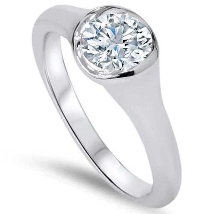 3/4ct Bezel Solitaire Lab Created Diamond Engagement Ring 14K White Gold 3/4ct Bezel Solitaire Lab Created Diamond Engagement Ring 14K White Gold