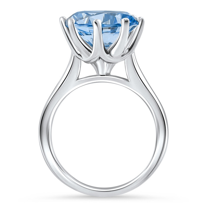Aquamarine Solitaire Flower Ring 14k White Gold 10MM Lab Grown