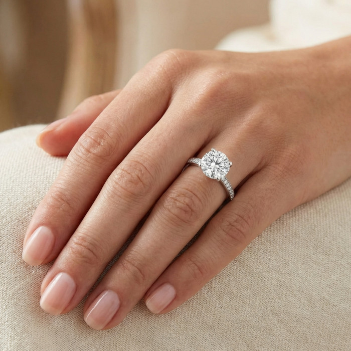 Certified 3 1/4Ct Lab Grown Diamond Engagement Ring in 14k Gold