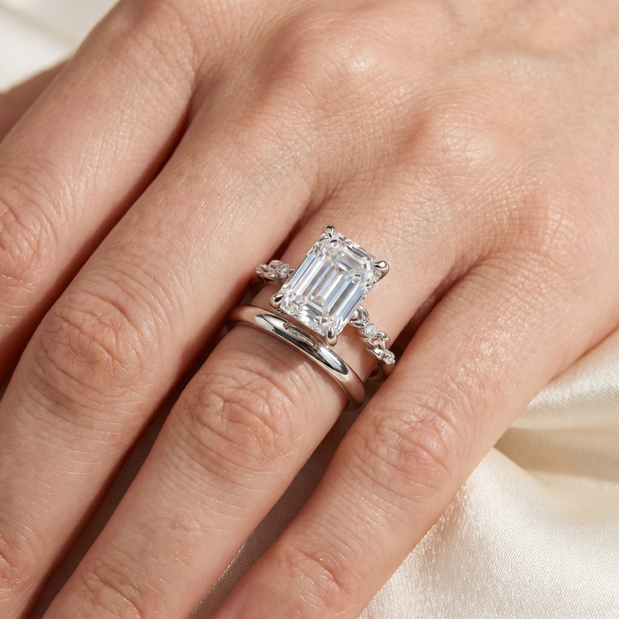 Certified 4.05Ct Emerald Cut Diamond Engagement Ring 14k White Gold Lab Grown