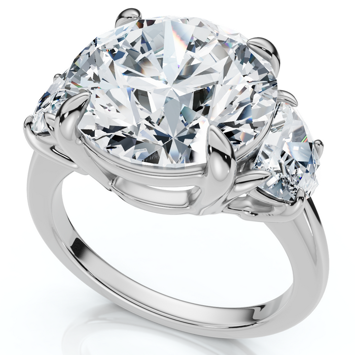 Certified 7Ct Diamond & Halfmoon Engagement Ring 14k Gold or Platinum Lab Grown