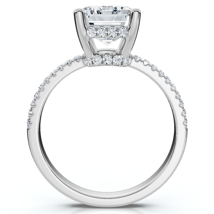 Certified 3.20Ct Emerald Cut Diamond Side Halo Ring 14k White Gold Grown