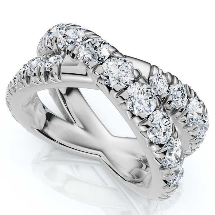 3Ct Diamond Heavy Crossover Right Hand Ring 14k Gold or Platinum Lab Grown