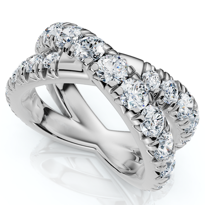3Ct Diamond Heavy Crossover Right Hand Ring 14k Gold or Platinum Lab Grown