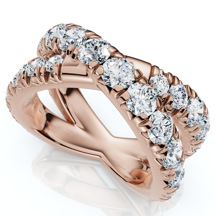 3Ct Diamond Heavy Crossover Right Hand Ring 14k Gold or Platinum Lab Grown
