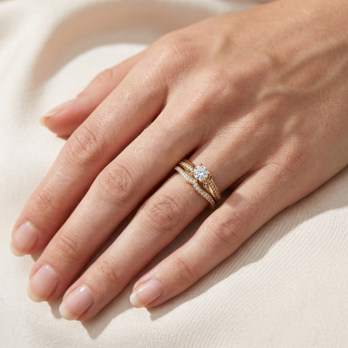 1Ct Engagement Wedding Ring Set 14k Gold or Platinum Lab Grown