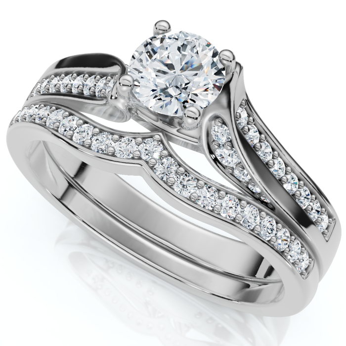 1Ct Engagement Wedding Ring Set 14k Gold or Platinum Lab Grown