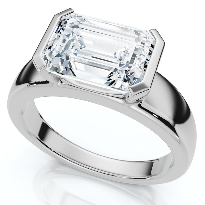 Certified 3Ct East West Emerald Diamond Engagement Ring 14k Gold or Pt Lab Grown