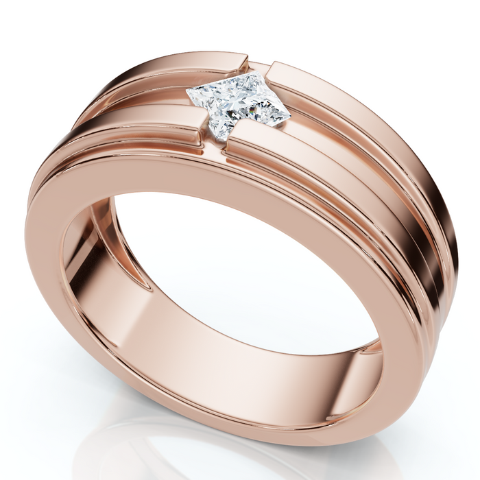 1/2Ct Princess Cut Heavy Solitaire Diamond Ring Men's 14k Gold or Pt Lab Grown