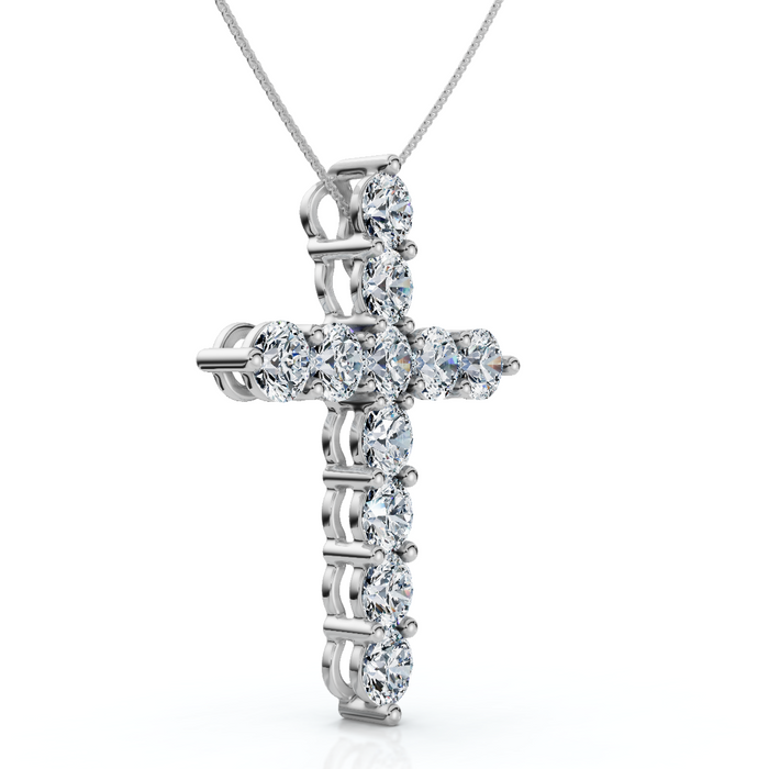 4Ct TW Diamond Cross Pendant 14k Gold Women's 18" Necklace Lab Grown