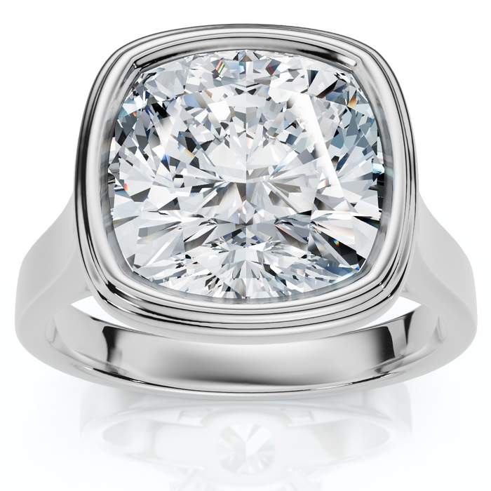 Ceritifed 4Ct Eloise Cushion Cut Bezel Set Diamond Engagement Ring 14k Gold Lab