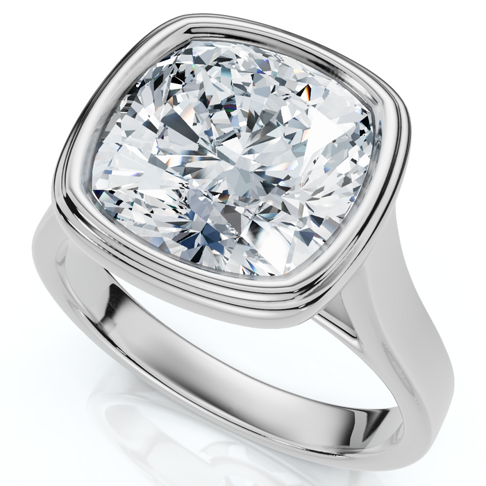 Ceritifed 4Ct Eloise Cushion Cut Bezel Set Diamond Engagement Ring 14k Gold Lab