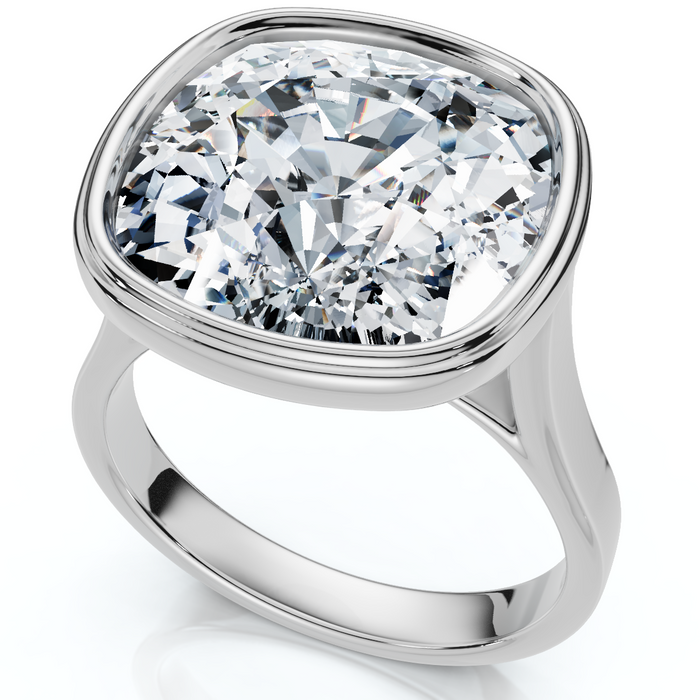 9mm Cushion Moissanite Bezel Engagement Ring 14k Gold