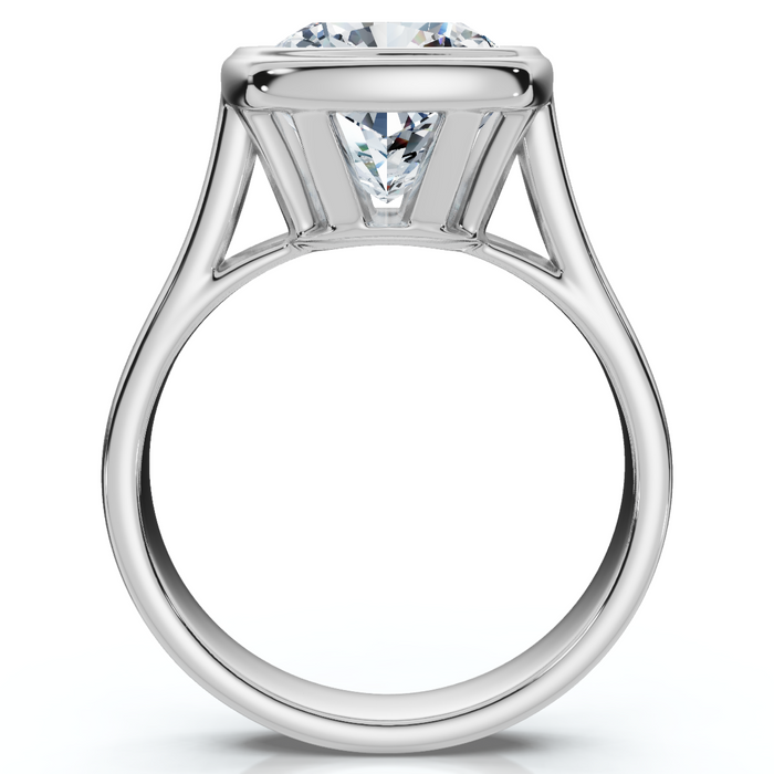 Ceritifed 4Ct Eloise Cushion Cut Bezel Set Diamond Engagement Ring 14k Gold Lab