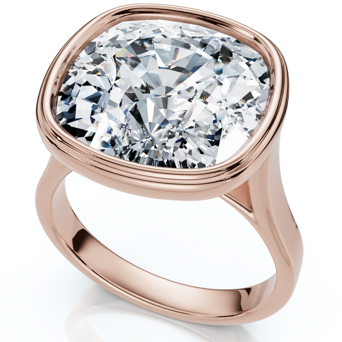 9mm Cushion Moissanite Bezel Engagement Ring 14k Gold