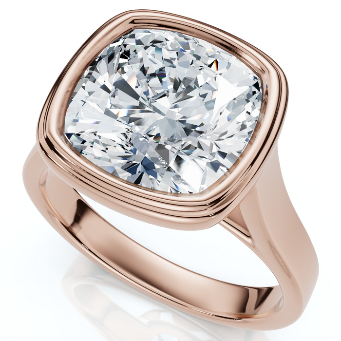 Ceritifed 4Ct Eloise Cushion Cut Bezel Set Diamond Engagement Ring 14k Gold Lab