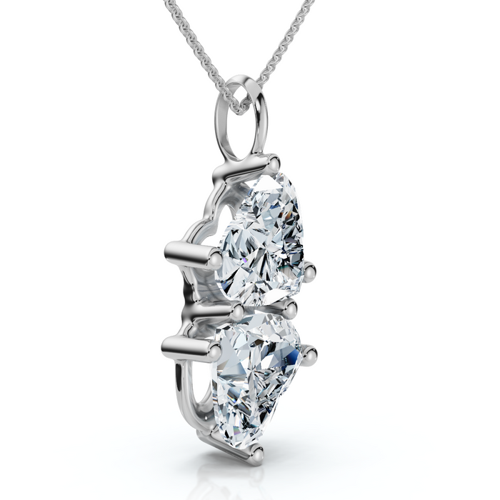 4Ct Certified Toi Et Moi Heart Shape Pendant 14k Gold Necklace Lab Grown 4Ct Certified Toi Et Moi Heart Shape Pendant 14k Gold Necklace Lab Grown