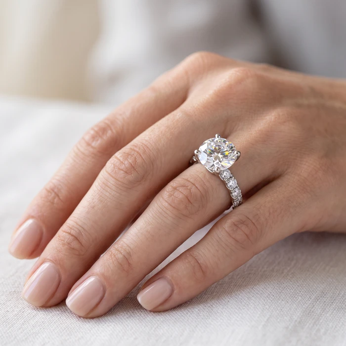Certified 4Ct TW Diamond Pave Engagement Ring in 14k Gold Lab Grown