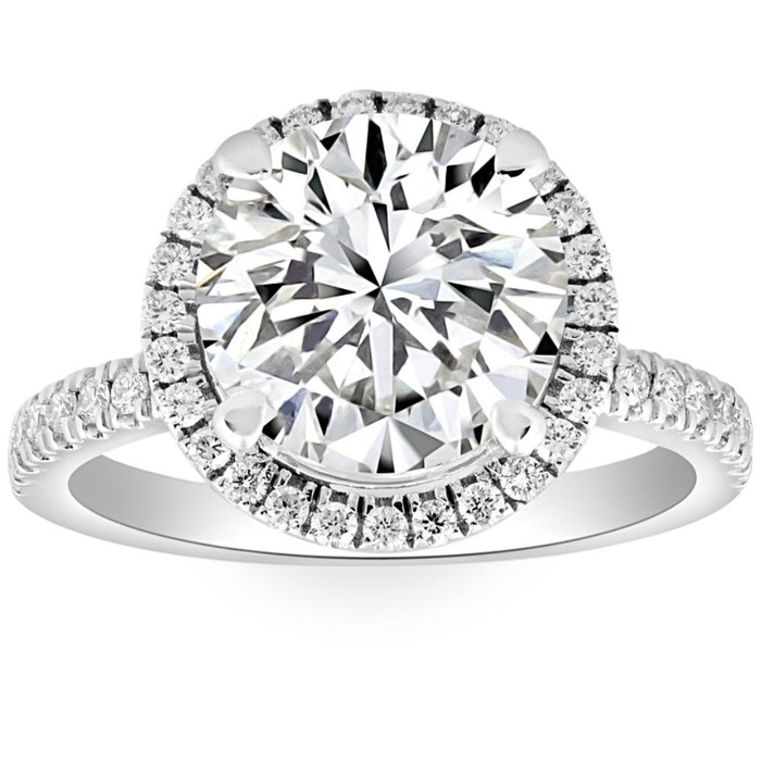 3 1/2Ct Diamond Halo Lab Grown Engagement Ring in White, Yellow or Rose Gold