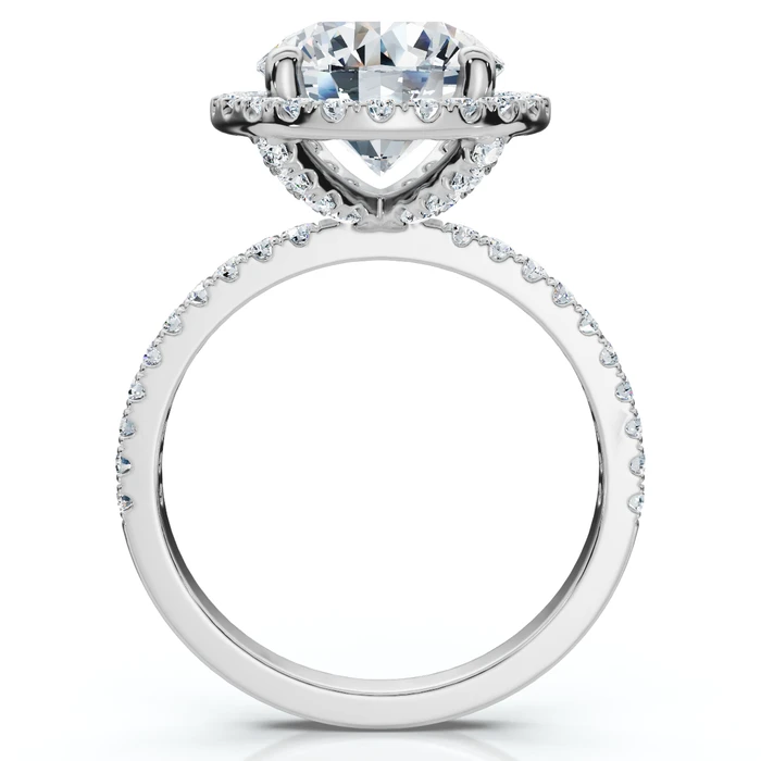 3 1/2Ct Diamond Halo Lab Grown Engagement Ring in White, Yellow or Rose Gold