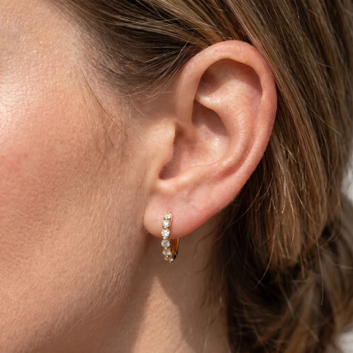 1Ct 6-Stone Diamond Hoops 10k Gold Lab Grown