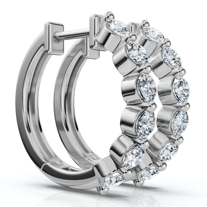 1Ct 6-Stone Diamond Hoops 10k Gold Lab Grown